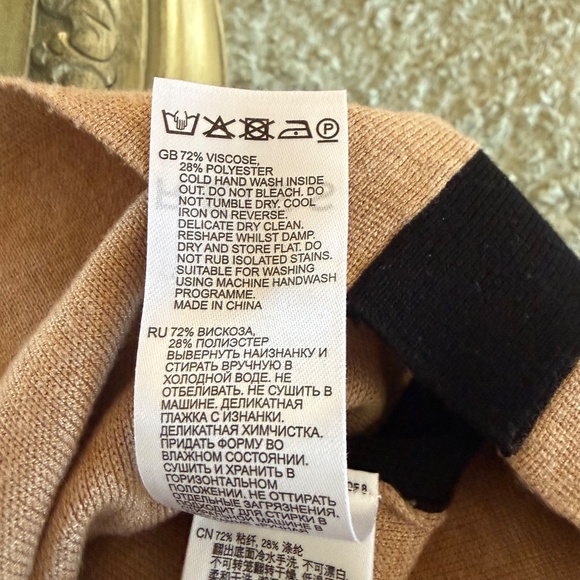 Reiss Rosie Short Sleeve Sweater Dress XS Camel/Black Striped Knit - Picture 14 of 15